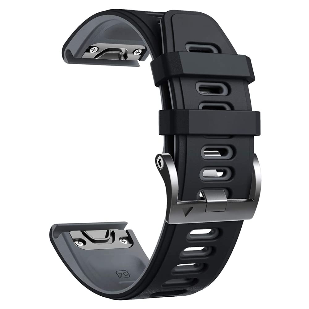 OPKDE Sport-Silikon-Uhrenarmband für Garmin Fenix 7, 7X, 6, 6X, Pro, 5X, 5 Plus, 3HR 935, 22 mm, 26 mm, EasyFit, Schnellverschluss-Armband, 26mm Fenix 7X, Achat