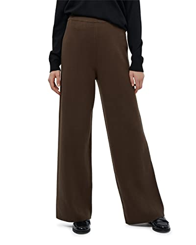 Peppercorn Damen Rosalia High Waisted Breit Bein Stricken Braun | Herbst Größe S Hose, 5661 Slate Brown, S