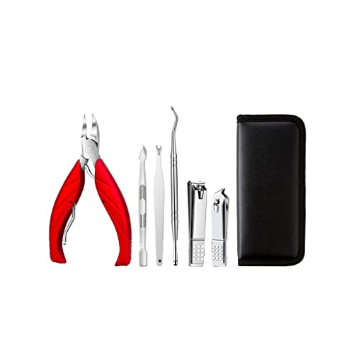 BONAD Zehennagelknipser 6/7/8 Stück Set Nagelschnipper Set Nagel Set Personal Care Set Professionelle Pediküre Set Schönheitsset Nagelknipser-Set (Color : Rood, Size : 7-Piece Set)