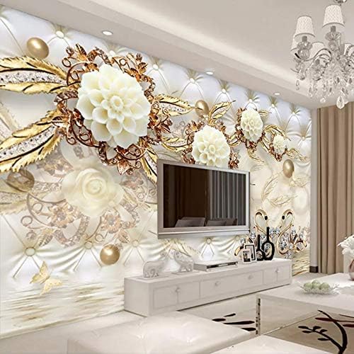 XLMING Goldblumenschmuck Und Schwan Küche Esszimmer Arbeitszimmer Wohnzimmer TV Hintergrund Wand 3D Tapete-400cm×280cm