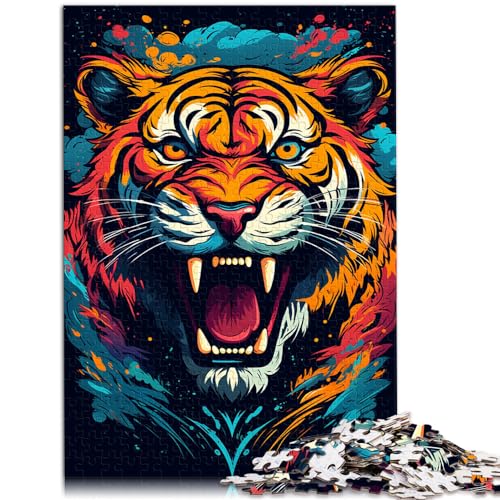 Puzzles für Puzzles Wildes Gemälde Feuertiger Puzzles 1000-teiliges Puzzle für Erwachsene Holzpuzzle für Puzzlegeschenke 1000 Teile (50 x 75 cm)