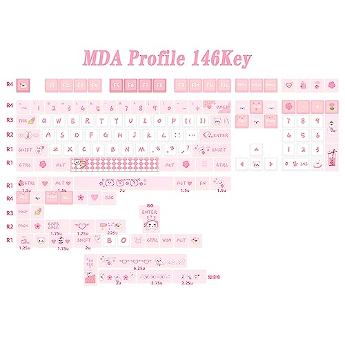 Keycaps Für 146 Tasten Thermosublimation Craft Bear Theme MAD Profile PinkGirls Typing Für Mechanische Tastatur Tastenkappen Set Bear Theme MAD Profile Personalisierte Tastenkappe Sefür 146 Tasten