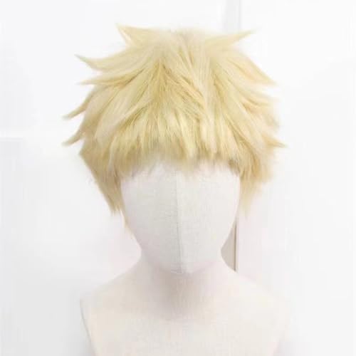 WCCNKK Anime Cosplay Perücke, Kei Tsukishima Perücke, Blonde Kurze Haare, Mit Kostenloser Perückenkappe, Für Party Alltag Halloween Perücke Cosplay, Anime-Geschenke, Dekorative Accessoires