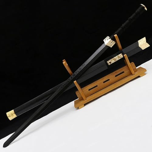 MAUXpIAO Holzschwert mit Scheide,handgemachtes Bokken,Bambusklinge,chinesisches gerades Schwert für Kampfkunst,Dekor,Display,Cosplay,﻿Kendo,Training scharf/A/102CM