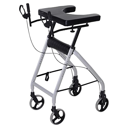 Mobility Walker Walker für Senioren Rollator Gehhilfe Klappbarer Vertikaler Rollator Verstellbar mit 4 Rollen und Armlehnenhalterung Gehhilfen für Behinderte und Senioren Silber