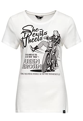 Queen Kerosin Damen Vintage Shirt | T-Shirt | Slim Fit | Frontprint | Kurzarm | 50S | Biker She Devils On Wheels