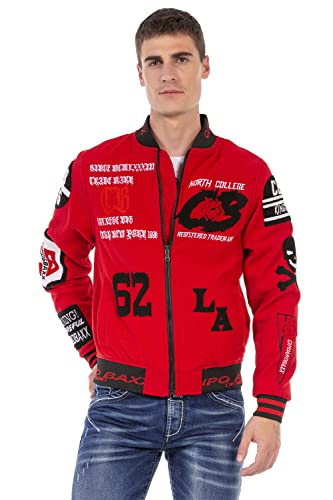 Cipo & Baxx Herren Collagejacke Freizeit Sweatjacke Übergangsjacke CJ274 Rot XXL