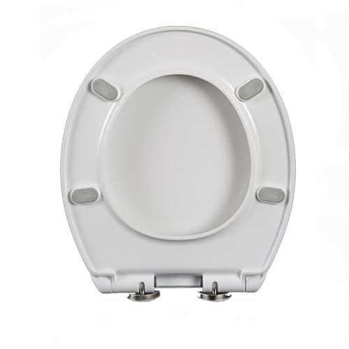 Toilettensitz, Toilettenzubehör, Soft Close Toilet Seat White Toilet Seat with Quick Release for Easy Clean, Simple Top Fixing, Standard Toilet Seats White with Adjustable Hinges,36 * 42Cm