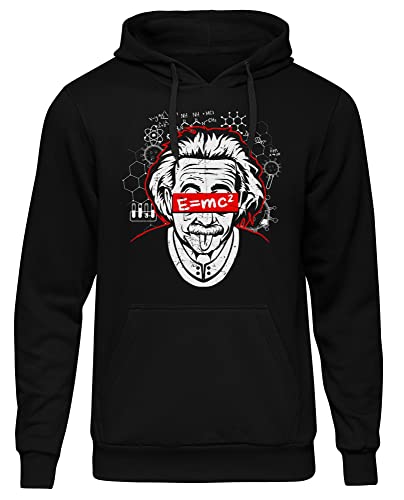 Uglyshirt Albert Einstein Herren Kapuzenpullover | Chemiker Hoodie Lustig Physiker Chemie Physik Wissenschaft Mathematik Mathe Pullover | M2 Schwarz (3XL)