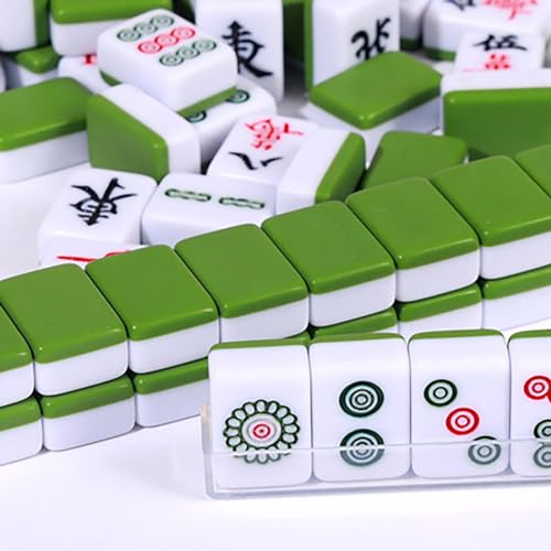 Xasbseulk Mahjong Sets – Chinesisches Mahjong-Spielset, traditionelles chinesisches Reise-Tischspiel, tragbares Tischspiel mit 146 Melaminharz-Mahjong-Fliesen für Familienfreizeit