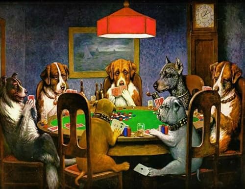 Hfmquisutron Holzpuzzle 1000 Teile Hunde Spielen Poker Poster Für Erwachsene Lernspielzeug Puzzles Fz264Lw