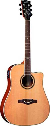 EKO GUITARS - NXT D100CE NATURAL, Akustikgitarre Top aus Fichten, Boden und Griff aus Mahagoni, Griffbrett aus South American Roupana, Maßstab 648 mm, Dreadnought Cutaway, Farbe Natur