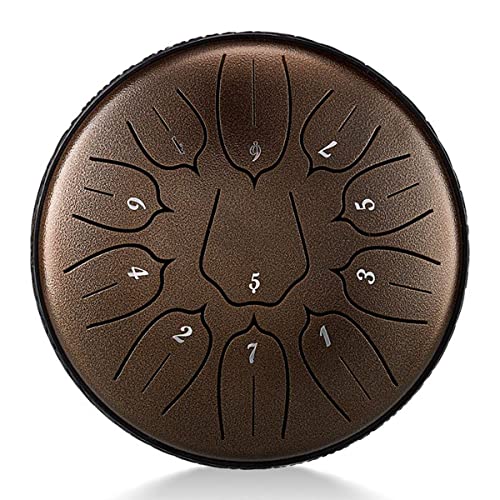 Mkcavne Zunge Trommel 6 11 Note Extra Breit Range Schlagzeug Instrument Handpan Trommel, Lotus (Bronze)