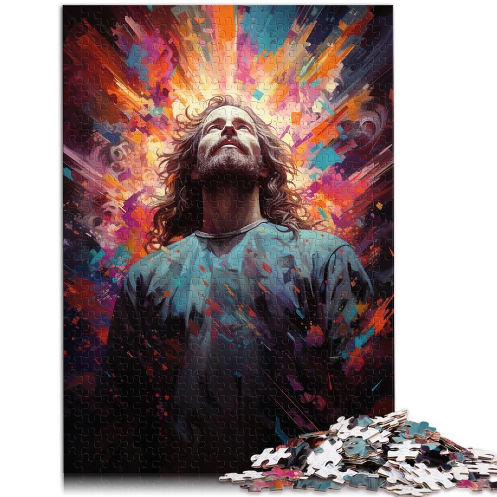 Puzzles, Geschenke, Spielzeug, Farbenfrohes psychedelisches Ölgemälde von Jesus für Erwachsene, 1000-teiliges Puzzle, anspruchsvolles Spiel, Geschenke, 1000 Teile (50 x 75 cm)