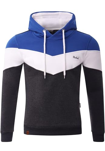 Reslad Kapuzenpullover Herren Sweatshirt | Hoodie Männer Pullover aus bequemer Baumwolle RS-1008 Blau-Anthrazit M