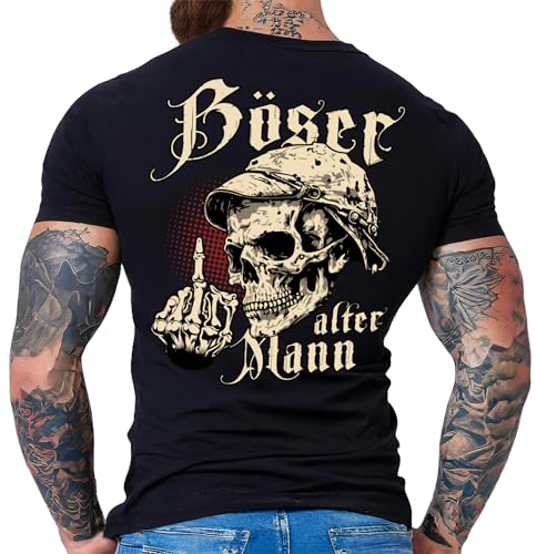 Herren T-Shirt für den etwas älteren Nörgler:Böser Alter Mann Druck hinten