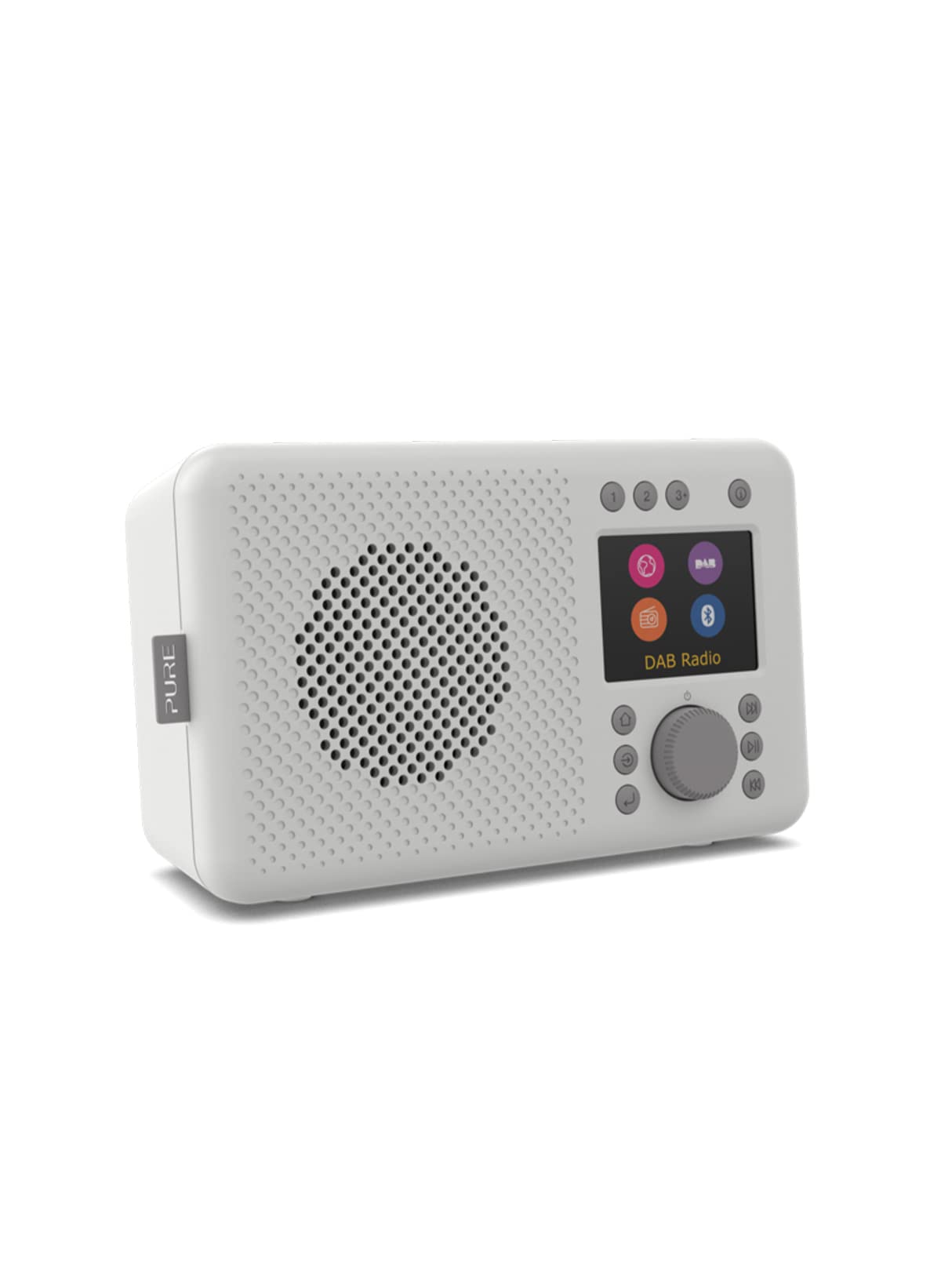 Pure Elan Connect tragbares DAB+ Radio mit Bluetooth 5.0 (DAB/DAB+ & UKW Radio, TFT Farbdisplay, 20 Senderspeicher, Preset-Tasten, 3.5mm Klinkenstecker, Batteriebetrieb möglich, USB) Stone Grau