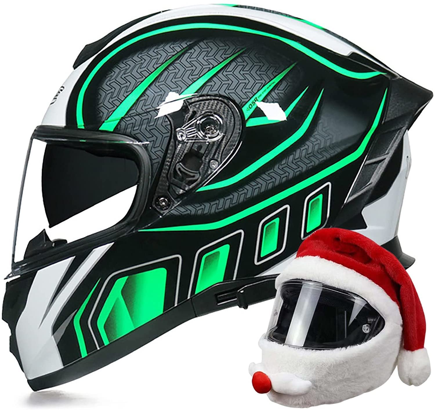 Motorradhelm Integralhelm Mit Doppelvisier Mopedhelm DOT/ECE-Zertifiziert Fullface Helm Rollerhelm Integral-Rennmotorradhelm Moped Street Bike Racing Sturzhelm Unisex