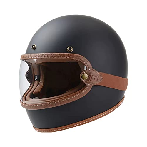 Retro Motorradhelm Integralhelme Mit Klarer Brille, Klassisch Full Face Helme, Glasfaser Motocross Helme, DOT/ECE-Zulassung Motorrad Jethelme Herren Damen (Color : B, Size : M=(57-58cm))