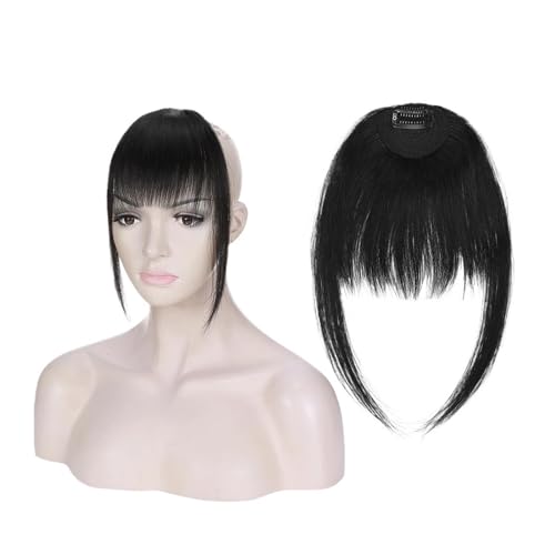 Pony Extension für Damen Pony mit Bügeln, echtes Echthaar, helle Fransen, natürliches Clip-Haarteil for Frauen und Mädchen, natürlich Fringe Bangs(#1)