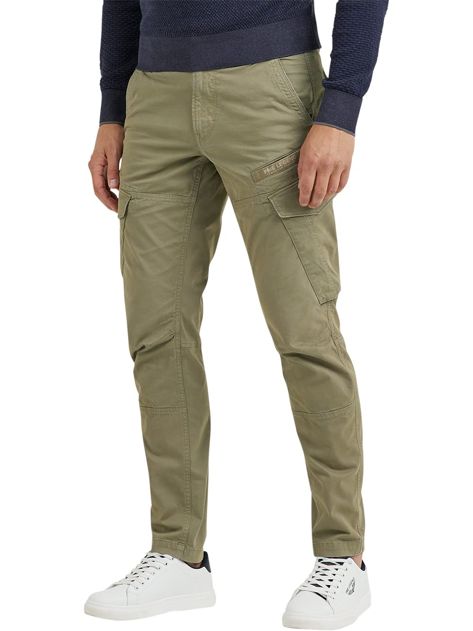 PME Legend Herren Cargohose NORDROP Cargo Stretch Twill Green Khaki Oliv grün - 34/32