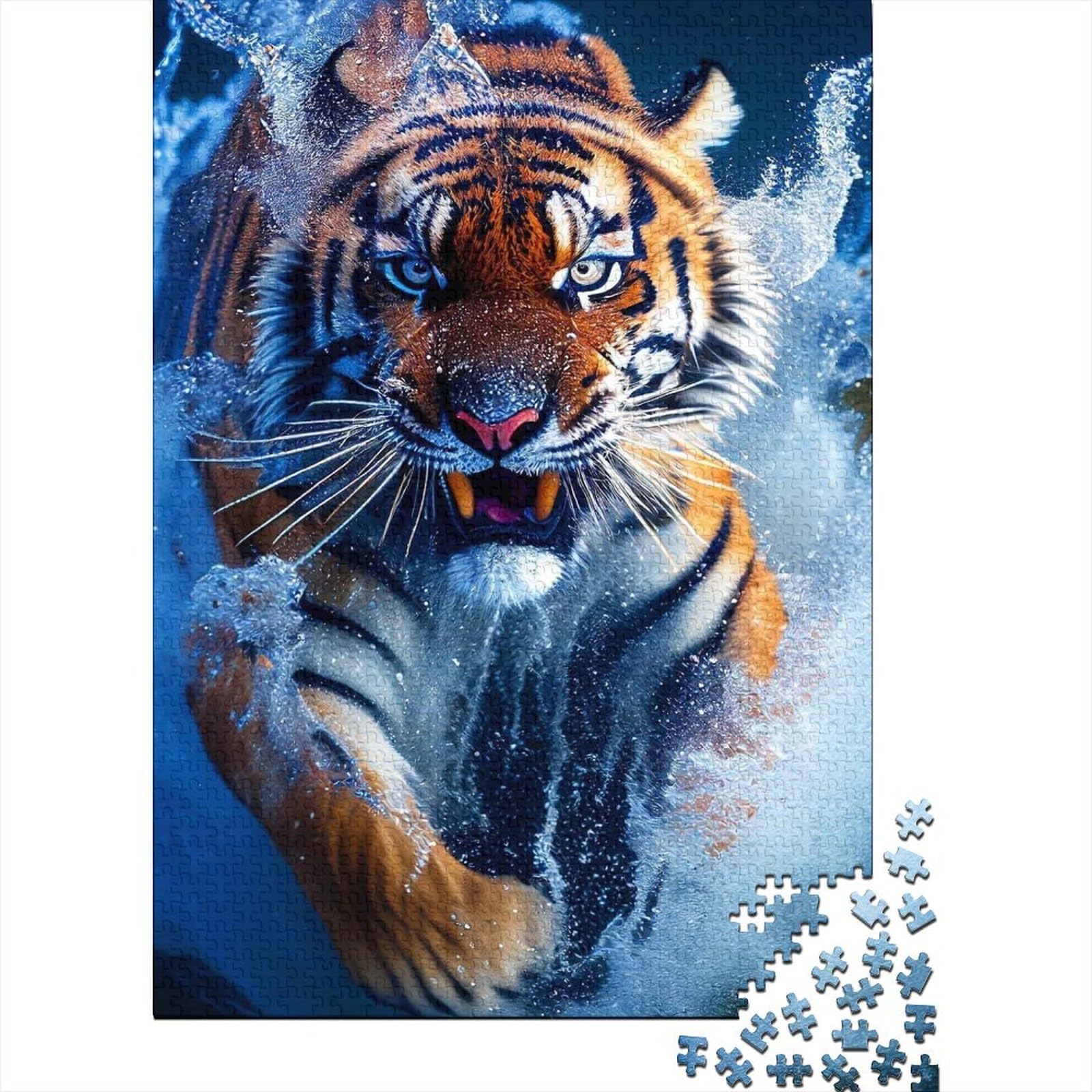 Tigers of The Ocean Puzzles für Erwachsene und Jugendliche, schwierige und anspruchsvolle Puzzles mit 500 Teilen, schwierige und anspruchsvolle Puzzles mit 500 Teilen 20,47x14,96 Zoll