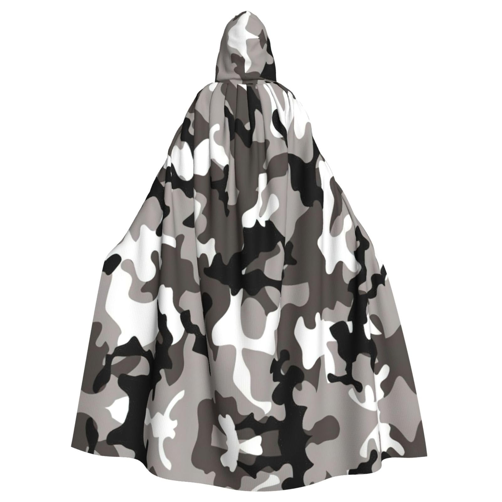 YQxwJL Ack grau-weißer Camouflage-Umhang mit Kapuze, langer Umhang, Unisex, mit Kapuze, Halloween, Weihnachten, Kostüme, Party-Umhang