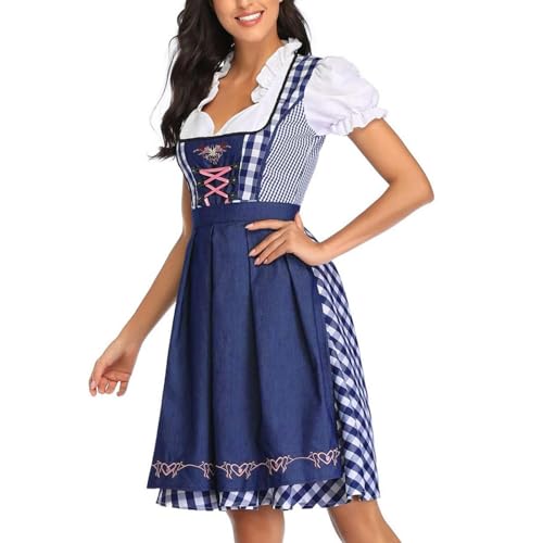 Weppduk Deutsches Kleid | Karierte traditionelle deutsche Oktoberfest-Kleider, bayerisches Kostüm,Drindl Kostüm Deutsch Bayerisches Oktoberfest Festival Frauen Bier Karneval Outfits