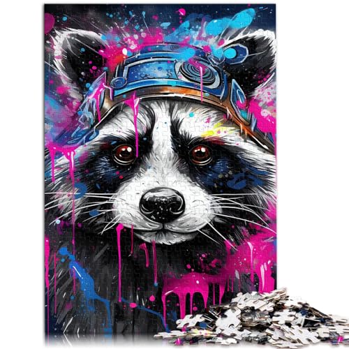 Puzzlespiel Art Animal Raccoond Puzzles für Erwachsene 1000 Puzzlespielzeug Holzpuzzles als Geschenke für die ganze Familie und die 1000 Teile (50 x 75 cm)