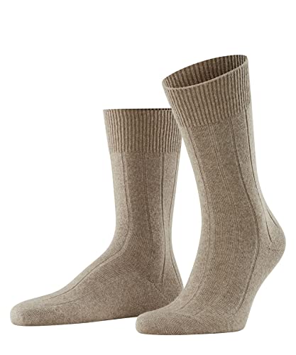 FALKE Herren Lhasa Rib M SO 1 Paar Business Socken, Blickdicht, Braun (Nutmeg Melange 5410), 43-46