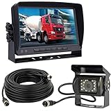 4Pin 17,8cm (7 Zoll) TFT LCD HD 800 x 480 Farbmonitor mit Sonnenschutz-Halterung, wasserdicht 18LED Nachtsicht Rückfahrkamera mit 10m kabel für Wohnmobil/Bus/Anhänger/LKW