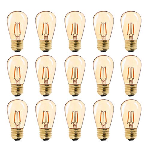 15er-Pack S14 Edison Vintage-1W LED-Glühlampe,2200K Warmweiß,Mittel Schraube E27, getönter Glasbeschichtung,100 Lumen Ersetzt 10 Watt Glühlampen, CRI>90,nicht dimmbar