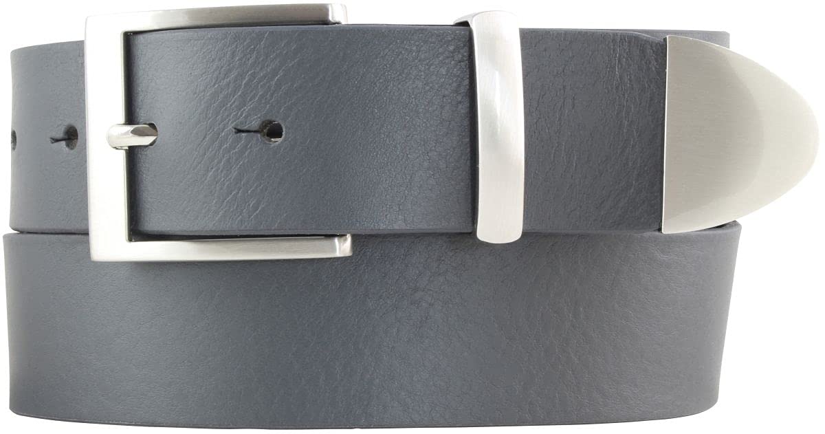 BELTINGER Gürtel aus Vollrindleder mit Spitze/Schlaufe aus Metall 4 cm | Jeans-Gürtel Damen Herren 40mm | Vollleder-Gürtel | Dunkelgrau 95cm