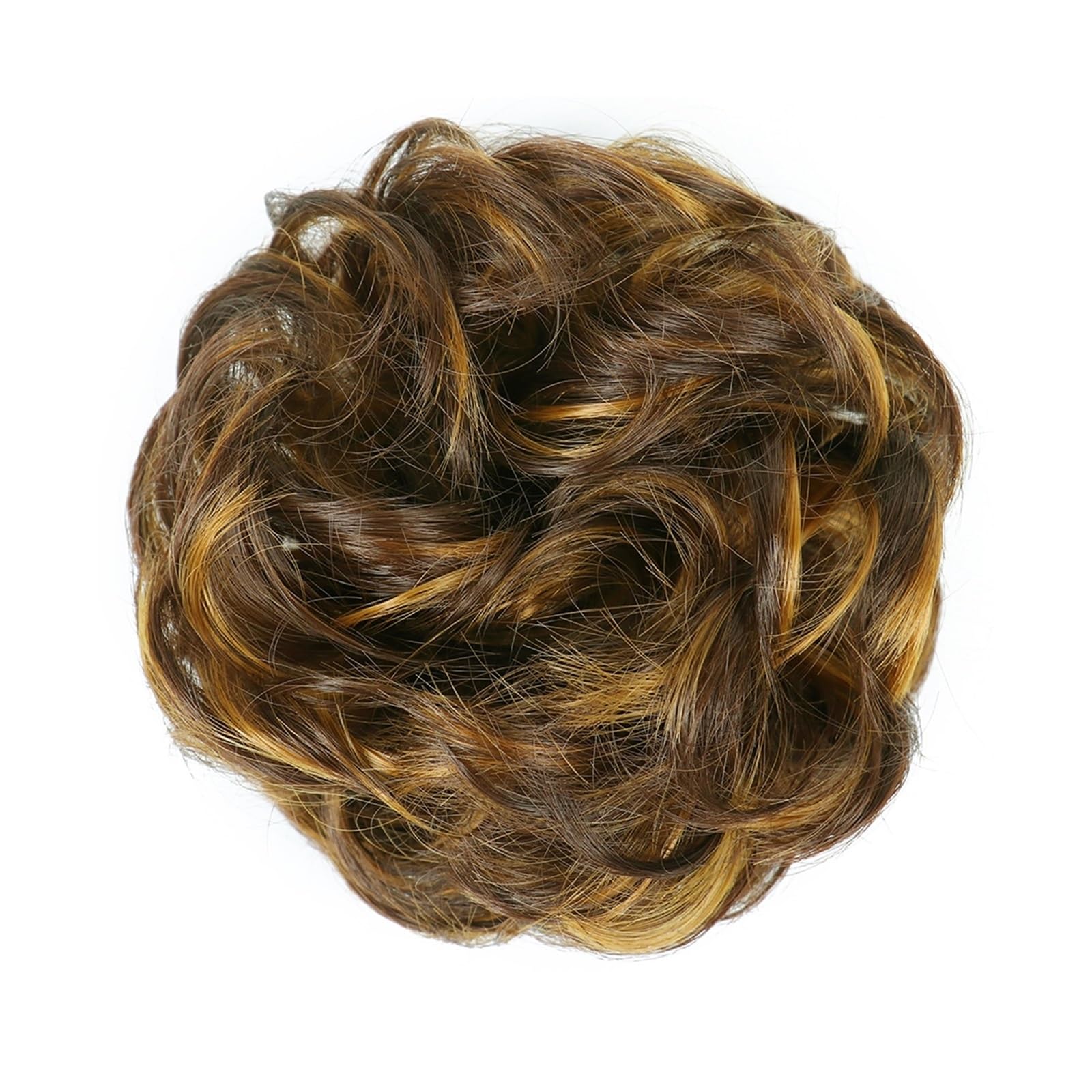 Haarteile Haarknoten Synthetischer Haarknoten, unordentlicher Chignon, Pferdeschwanz, Haarverlängerung, elastisches Gummiband, Haargummis for Frauen, blond, braun, gewellter Dutt Brötchen Haare(Q-4H27