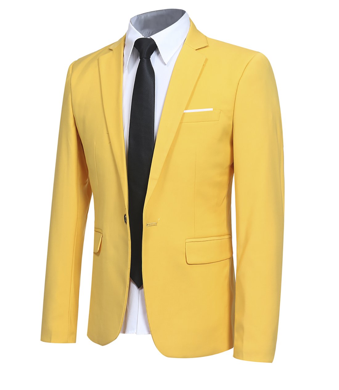 Allthemen Sakko Herren Slim Fit Sportlich Anzugjacke Herren Blazer für Business Hochzeit Freizeit Gold L