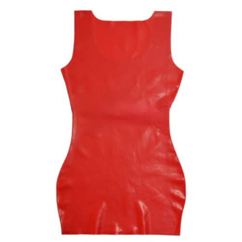 Latexkleid für heiße Frau Shapewear über den Knien Bleistiftkleider Miniweste,rot,L