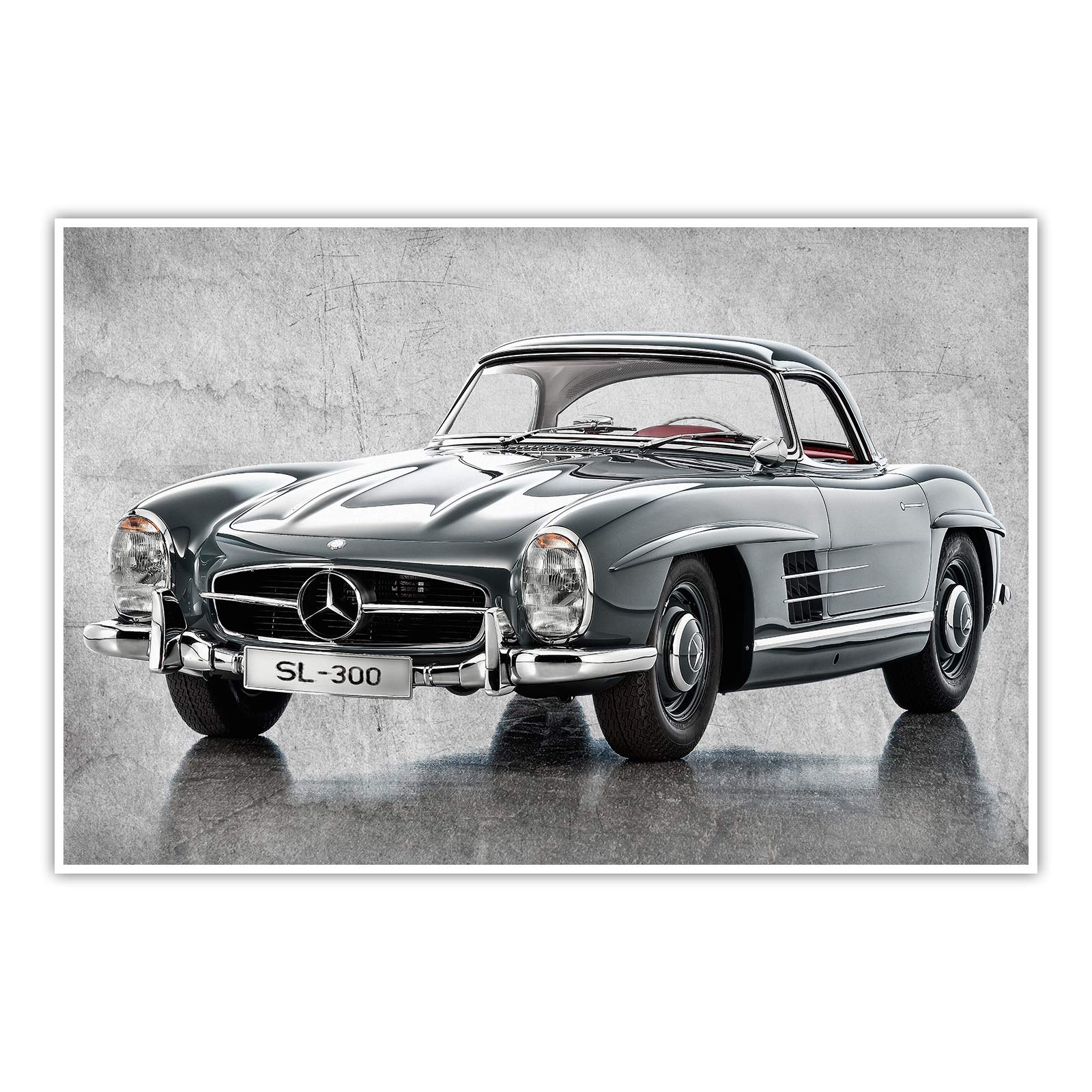 CanvasArts Poster SL 300 - Wandbild Oldtimer Kunstdruck Auto Bilder kompatibel mit Mercedes Benz (80 x 60 cm, Poster)