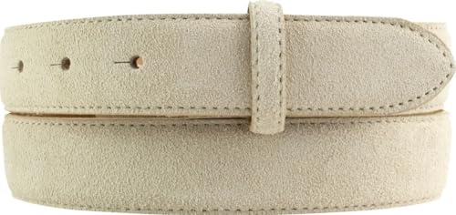 BELTINGER Gürtel aus Veloursleder ohne Schnalle 3,0 cm | Velour-Ledergürtel für Damen Herren 30mm | Wildleder-Gürtel | Beige 105cm