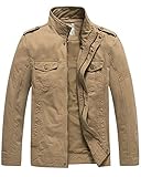 WenVen Herren Übergangsjacke Militär Windbreaker Kahki M