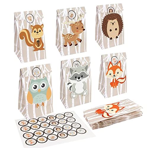 12 Stücke Tiere Papier Süßigkeiten Geschenke Taschen Dschungel Party Dekorationen Süße Geschenke Box Woodland Birthday Party Supplies-A