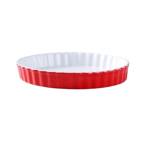 Auflaufform Pizza-Backform, Keramik, Haushaltsofen, Mikrowelle, Spezialplatte, Backform, hochtemperaturbeständig, Käse-Reis-Platte Backform(Red,8inches)