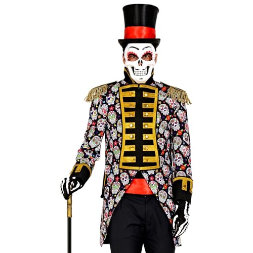 Widmann 50833 50833-Dia de los Muertos Parade-Frack, Garde-Uniform, Tag des Todes, Jackett, Mantel, Zirkusdirektor, Kostüm, Karneval, Mottoparty, Herren, Mehrfarbig, L