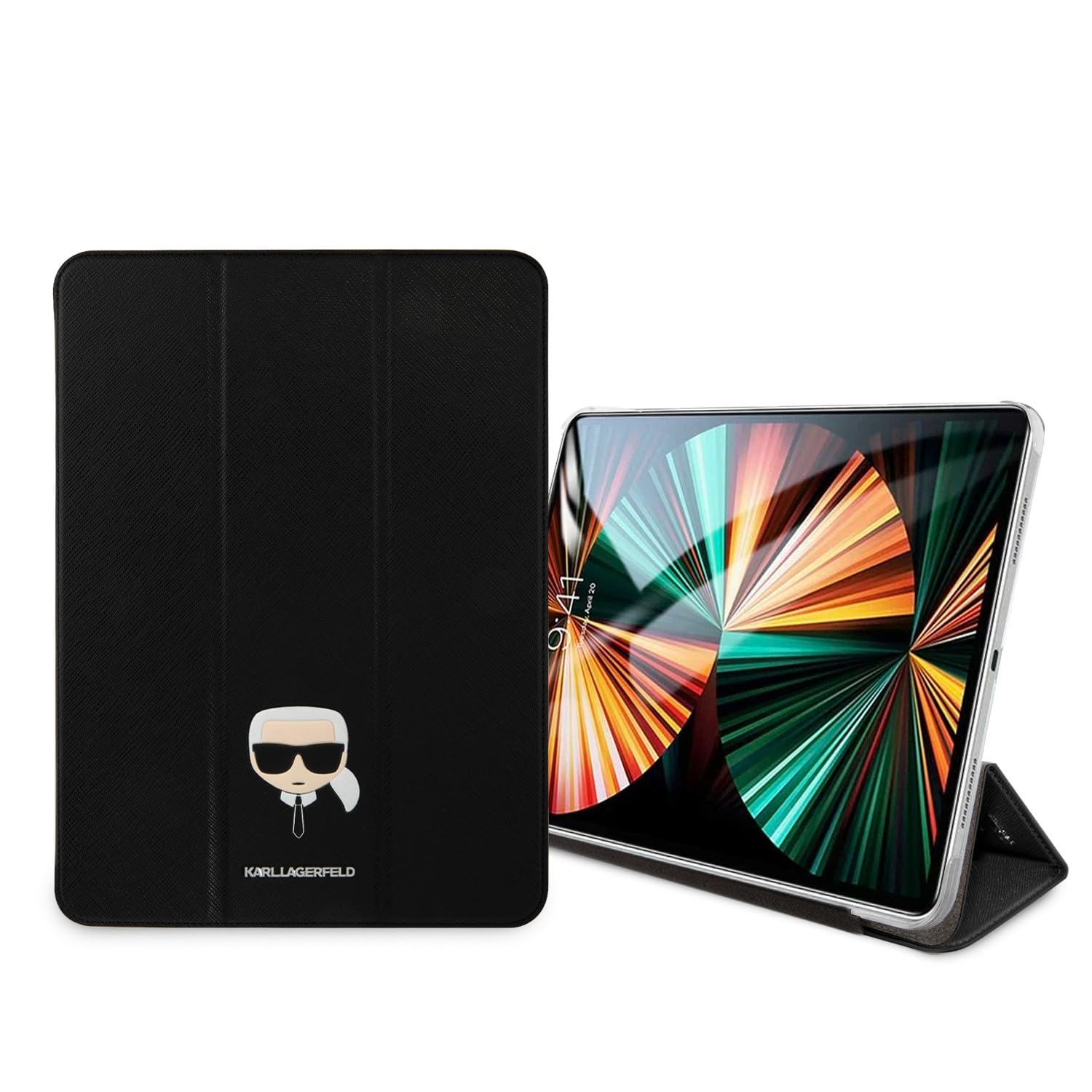 KARL LAGERFELD KLFC12OKHK buchen Cover für iPad 12.9" Pro 2021 schwarz Saffiano Karl Head