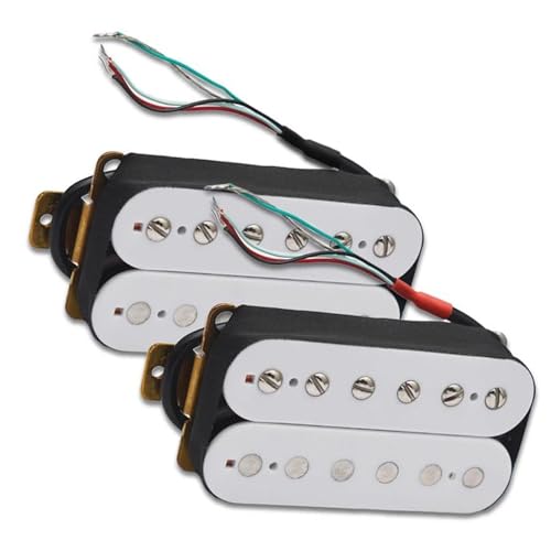 Gitarren-Tonabnehmer E-Gitarre Pickup Coil Splitting Pickup Humbucker Dual Coil Pickup 4 Leiter Kabel N-7,5K/B-15K Ausgang Weiß (Color : Neck and Bridge)