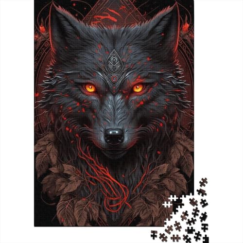 Schwieriges, anspruchsvolles Puzzle, 500-teiliges Wolf-Holzpuzzle für Erwachsene, Holzpuzzle für Erwachsene und Teenager (Größe 52x38cm)