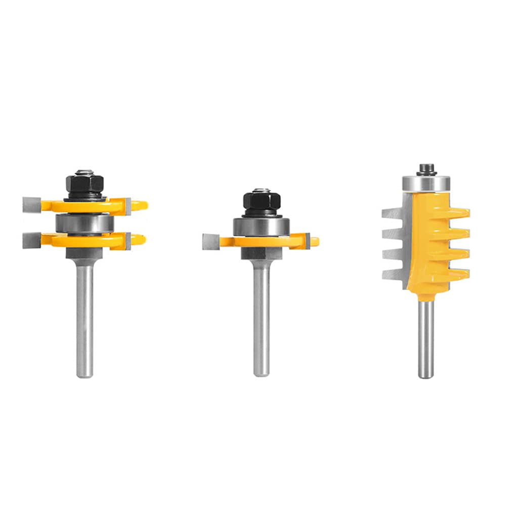 3 Stück Zungen-Bitfräser T-Nutfräser 1/4 Schaft Schaft Legierung Set für Hartholz-Holzbearbeitungswerkzeuge