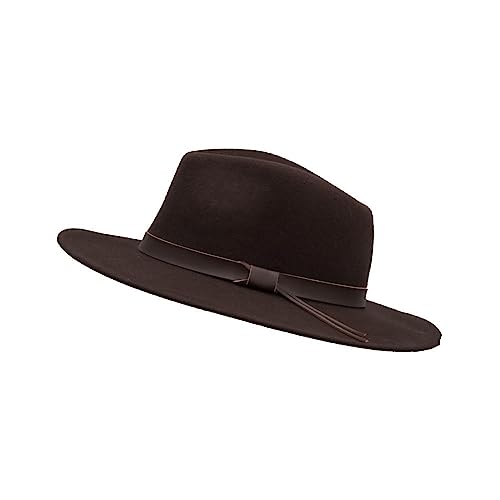 Walker & Hawkes Ranger - Unisex Fedora-Hut aus verformbarem Filz - mit Lederband - Braun - S (57cm)