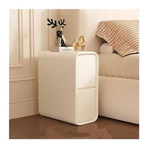 Nachttische Ultraschmaler Nachttisch aus Holz, modernes, minimalistisches Schlafzimmer, kleiner Raum, Nachttisch, Nachttisch, einfache Cubbies, einfarbige Nachttischmöbel Nachtschrank(White,L)