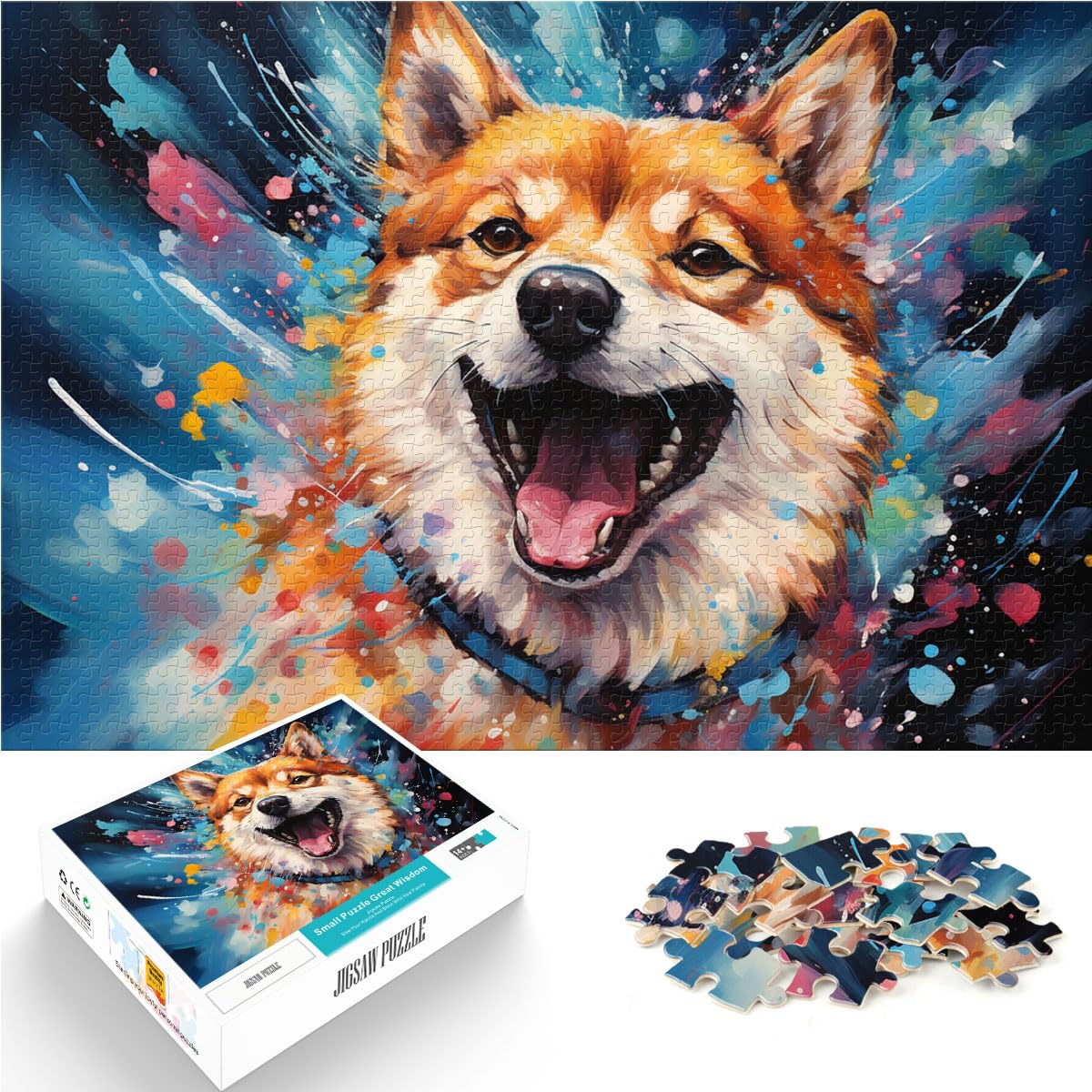 Puzzle, Psychedelischer Farbhund, Puzzle für Erwachsene, 1000 Teile, Holzpuzzle, Familienaktivität, Puzzle, Lernspiele, 1000 Teile (50 x 75 cm)