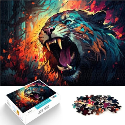 Puzzlespiel Psychedelic Color Tiger 1000 Puzzles für Erwachsene 1000 Teile Holzpuzzle Einzigartige Geburtstags 1000 Teile (50 x 75 cm)